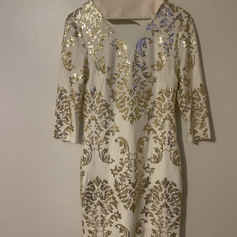 White and gold party dress